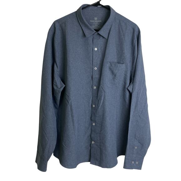 Mack Weldon Airflex Shirt Mens XL Blue Performance Long Sleeve Button Up Seawool - Picture 1 of 8